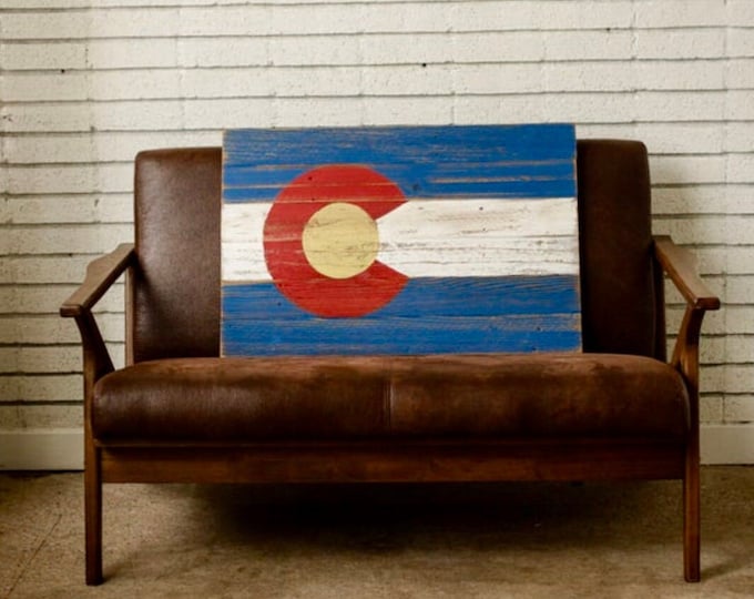 Rustic Wood Colorado Flag Sign Hand Painted