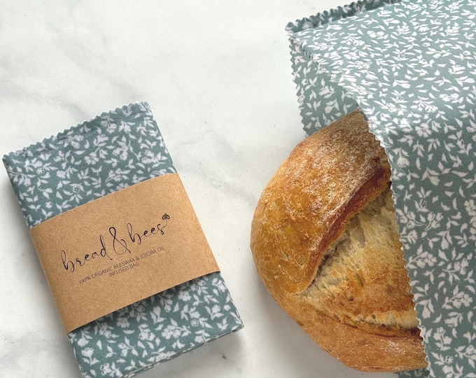 Reusable Beeswax Bread Bag- Extra Large-XL- 13 inches X 19 inches Sourdough & Artisan breads-Gift under 25- NO pine resin-Floral Collection