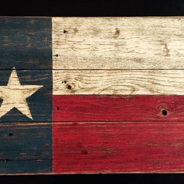 Rustic Wood Texas Flag Sign Hand Painted