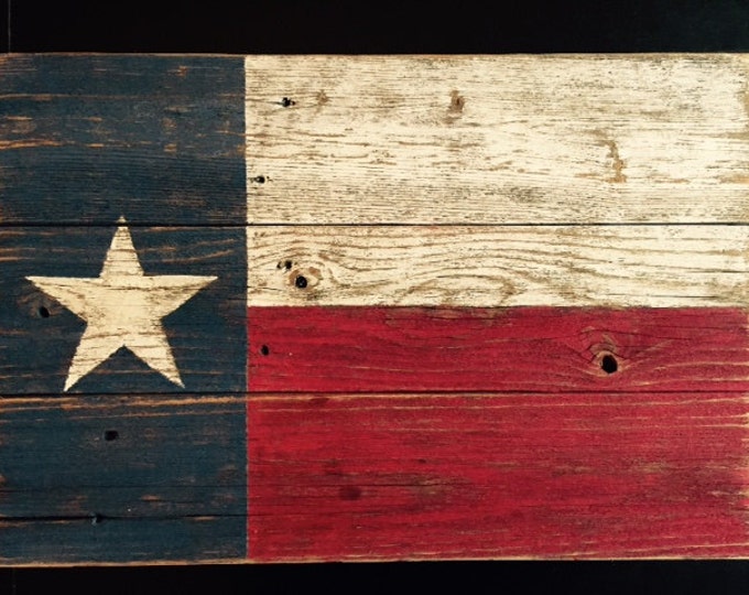 Rustic Wood Texas Flag Sign Hand Painted