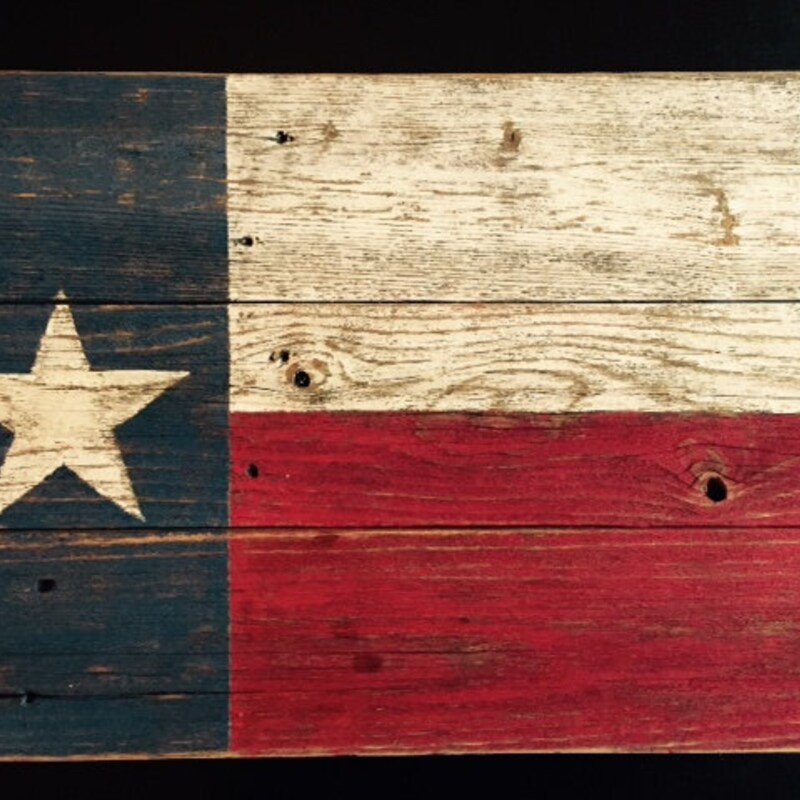 Drapeau du Texas de style rustique en bois fait main de 21 x 32 po