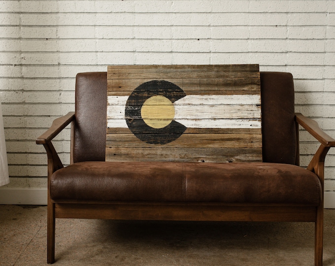 CU Boulder Rustic Wood Colorado Flag Sign Hand Painted