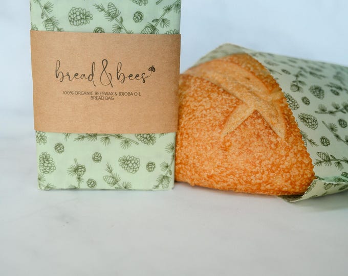 Organic Beeswax Bread Bag | XL Beeswax Reusable | Artisan Loaf Storage | Zero Waste Kitchen Gift | No Pine Resin