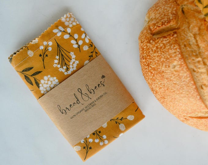 Beeswax Bread Bag – Extra Large 13x19 | Reusable & Plastic-Free | Sustainable Gift Under 25 | No Pine Resin  |Golden Meadow Yellow