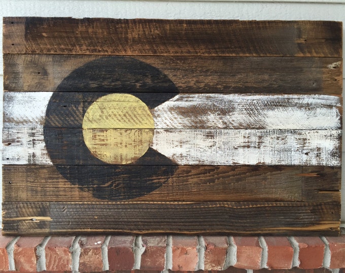 CU Boulder Rustic Wood Colorado Flag Wood Sign