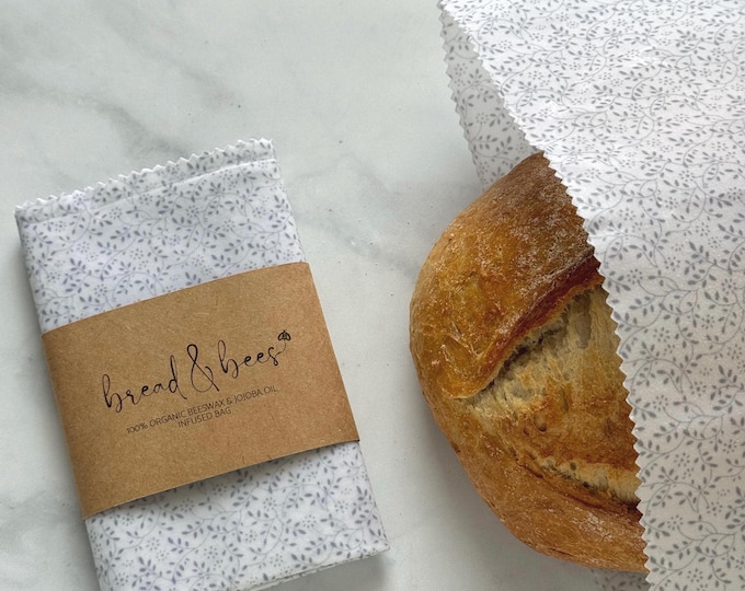 Reusable Beeswax Bread Bag- Extra Large-XL- 13 inches X 19 inches Sourdough & Artisan breads-Gift under 25- NO pine resin-Floral Collection