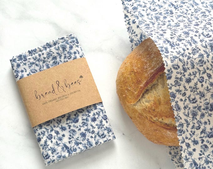 Reusable Beeswax Bread Bag- Extra Large-XL- 13 inches X 19 inches Sourdough & Artisan breads-Gift under 25- NO pine resin-Floral Collection