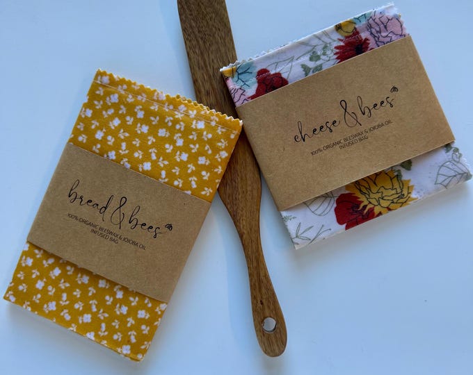 Reusable Beeswax Bread Bag + Cheese Bag + Spurtle | Sustainable Kitchen Gift | Plastic-Free & Handmade | Gift Under 50