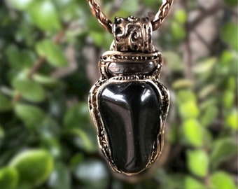 Empath Protection Obsidian Hematite Necklace, Spiritual Jewelry Gifts