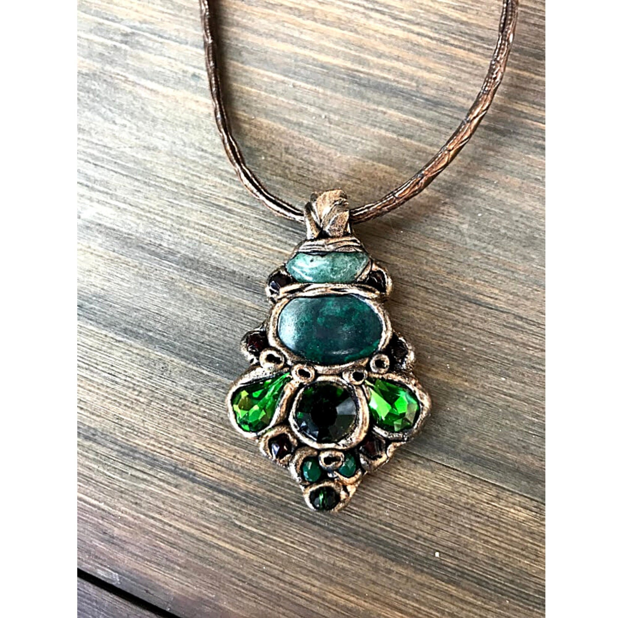 Calming anxiety stone necklace Green Aventurine & Chrysocolla | Etsy