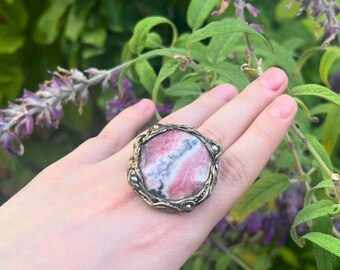 Chunky Large Stone Ring with Rhodochrosite