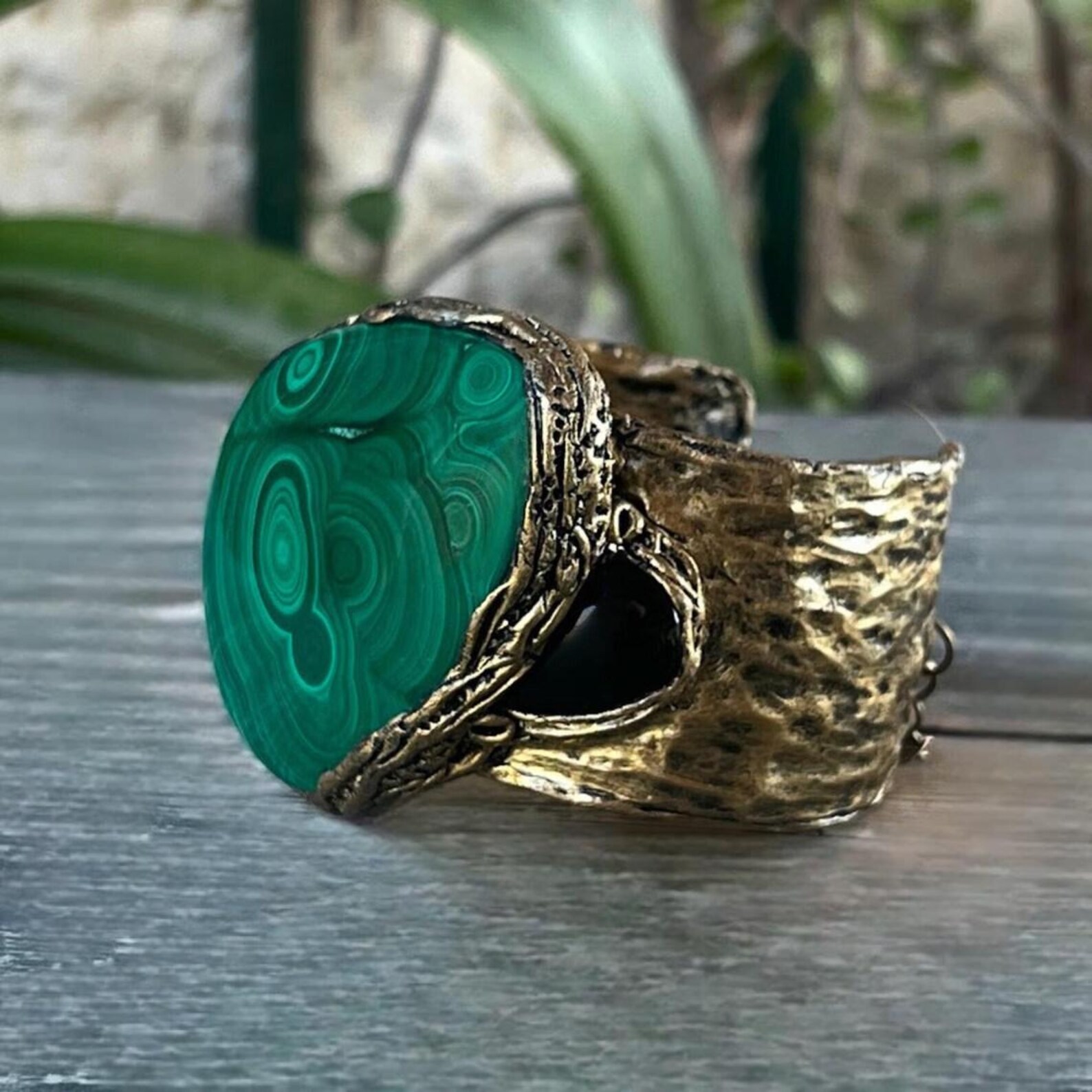 Organic Shape Green Malachite Cuff main image 0