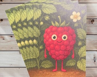 Simpatica cartolina retrò con lamponi