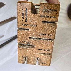 Mighty Oak by Imperial USA 7 Piece Knife Set & Sharpener With Wooden Block Vtg image 5