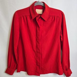 Camicetta a maniche lunghe con bottoni Country Sophisticates by Pendleton, rossa, vintage, taglia 8