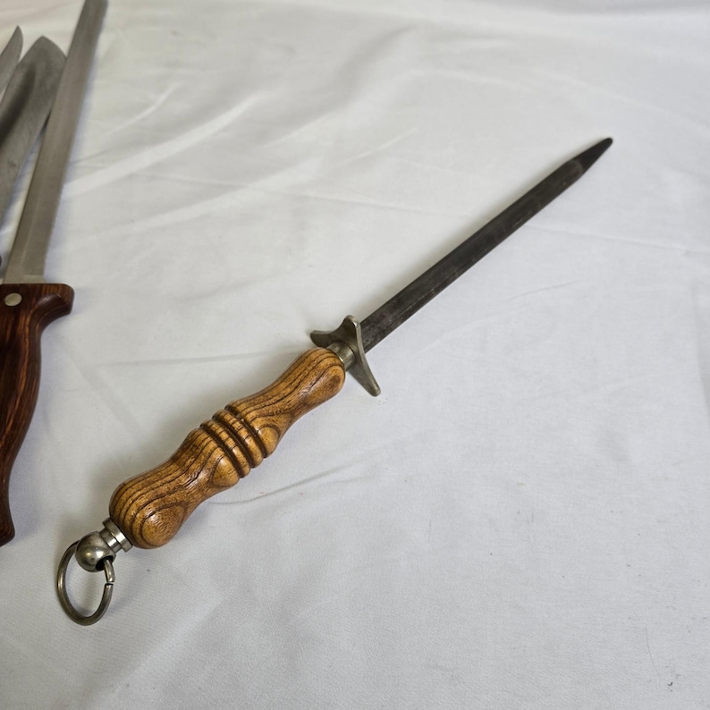 Mighty Oak by Imperial USA 7 Piece Knife Set & Sharpener With Wooden Block Vtg image 19