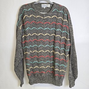 Gianfranco Ruffini Leinenmischung Strukturmuster Rundhals-Pullover, Mittel Vtg