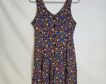 Westport Ltd Sleeveless Floral Romper Shorts V-neck Black Multicolor 10 Vintage
