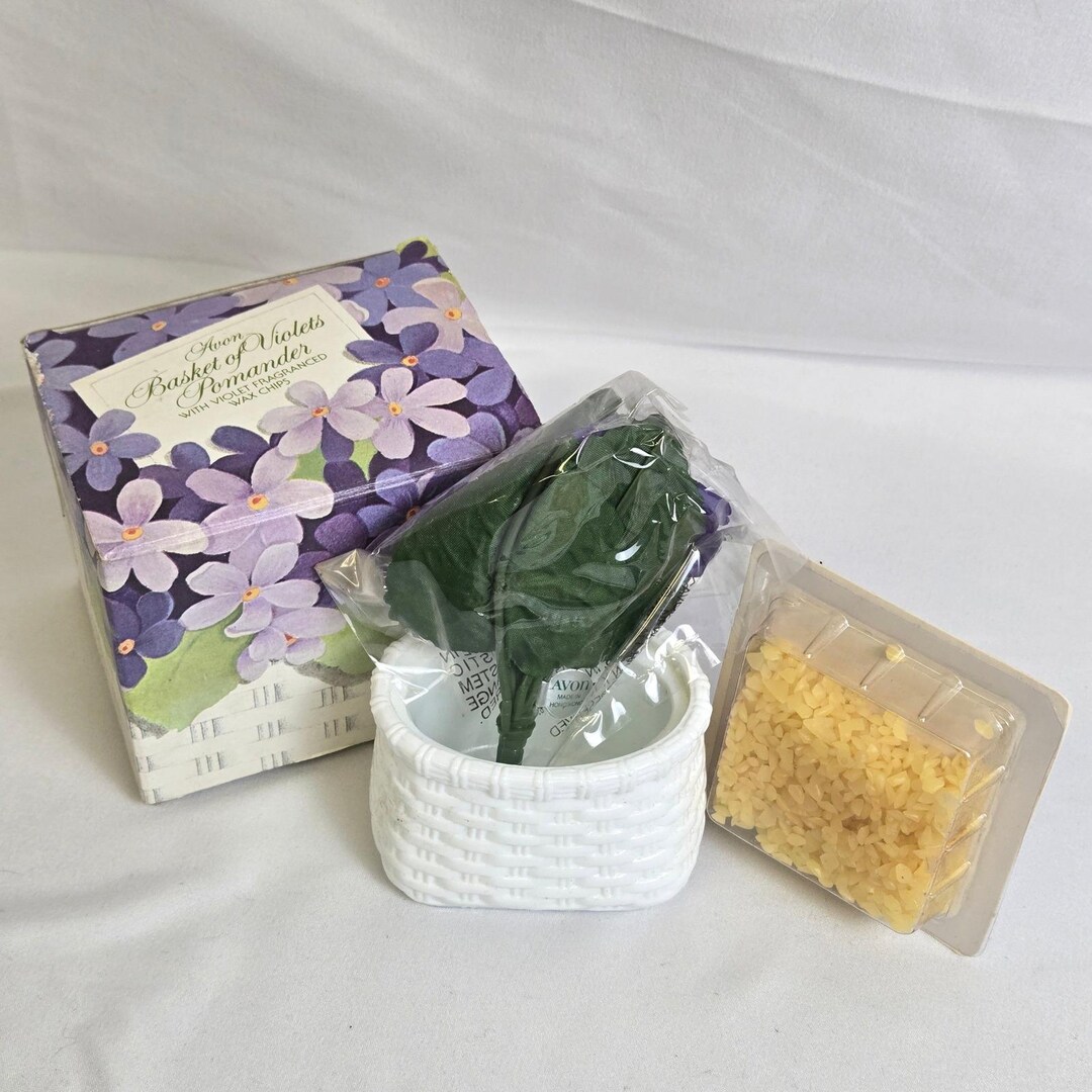 Avon Basket of Violets Pomander, Violet Wax Fragrance Chips, Flower Vtg ...