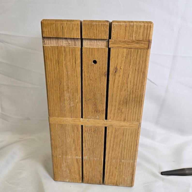 Mighty Oak by Imperial USA 7 Piece Knife Set & Sharpener With Wooden Block Vtg image 3