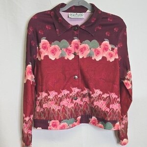 Patchington Floral Lightweight Jacket, Red Floral, Casual y2k, Small, Vintage