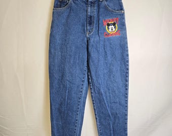 Pantalones vaqueros clásicos bordados de Mickey Mouse de Disney Mickey & Co, talla infantil de 66 cm de cintura, estilo vintage.