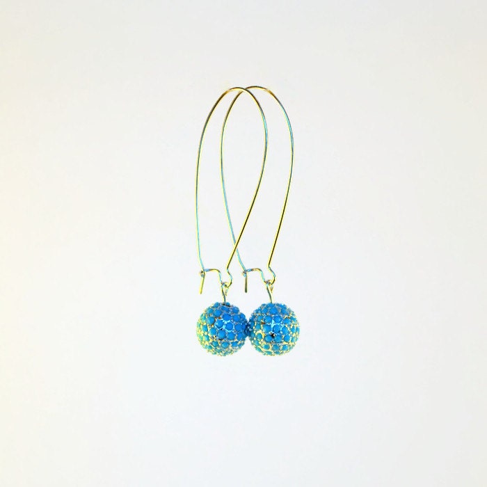 •PALM DECO• turquoise + silver dangle earrings