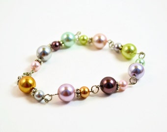 Pearl Bracelet, Glass pearl jewellery, Spring Jewelery