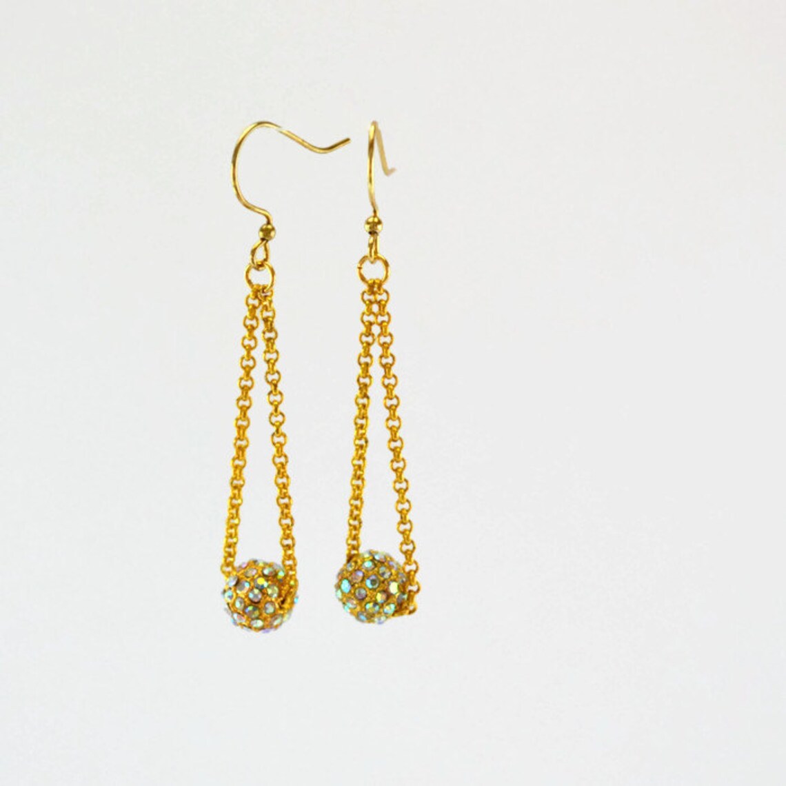 Gold Disco Ball Earrings Gold Pave Earrings Etsy