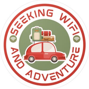 Seeking WiFi and Adventure Travel Vinyl Decals - Perfect for Laptops, Cars, Water Bottles, Gifts for Adventurers