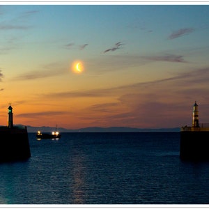Moon in the Man - Ramsey Harbour, Isle of Man. Signed Ltd Edition of 200.