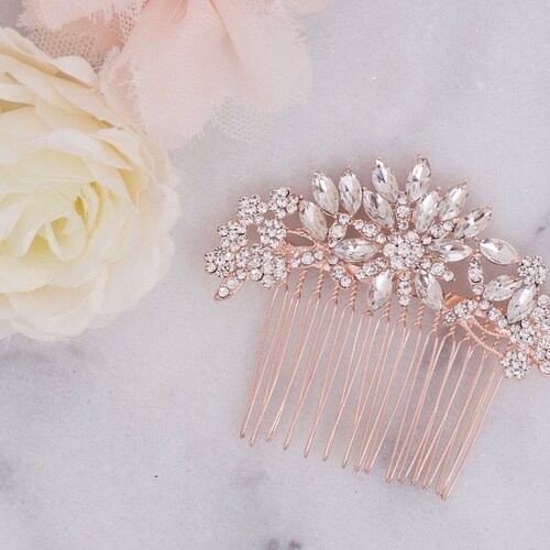 Bridal Hair Accessories Rose Gold Bridal Hair Comb Wedding Etsy
