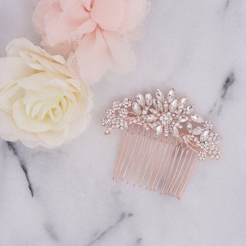 Bridal Hair Accessories Rose Gold Bridal Hair Comb Wedding Etsy