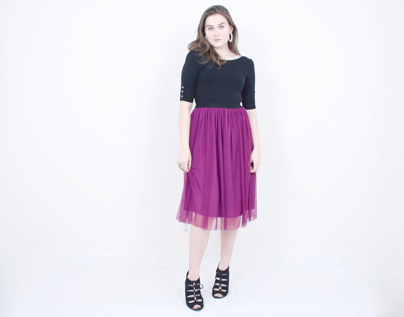 pink tulle midi skirt