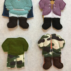 Felt Doll Play Set,  4 Boy Outfits