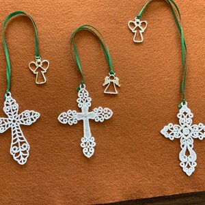 FSL Bookmark; Lace Bookmark; Cross Bookmark; Bible Bookmark; Lace Cross Bookmark with angel set of 3