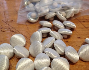 Bridal Buttons satin covered by the Dozen White, Ivory, Light Ivory, Deep Ivory