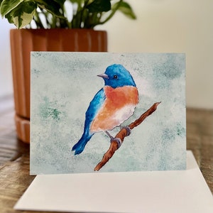 Bluebird Card/Watercolor/Any Occasion/Blank Notecard with Envelope
