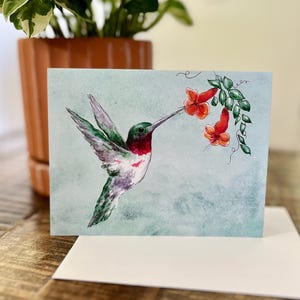 Kolibri Karte/Aquarell/jeder Anlass/Blanko Karte mit Umschlag