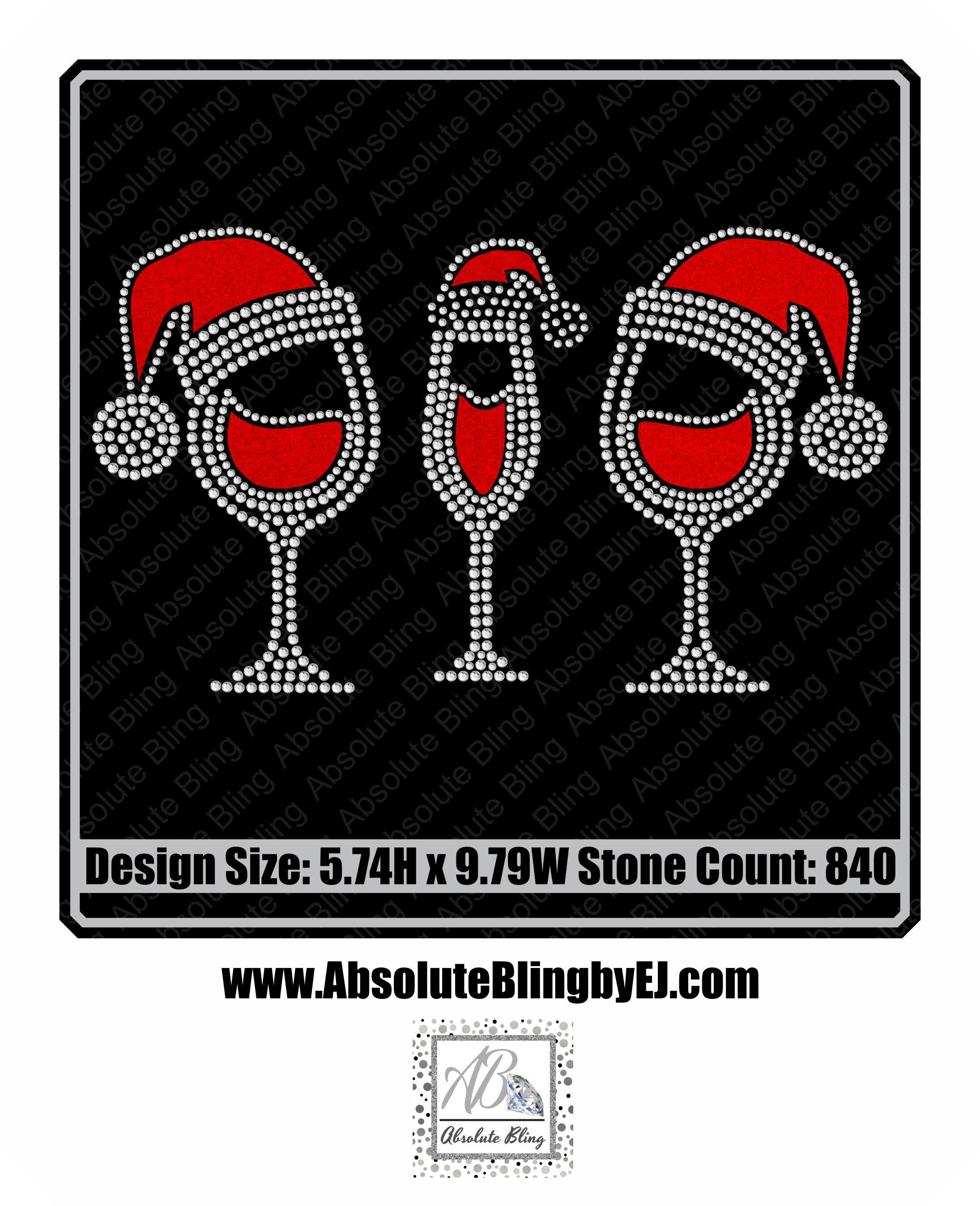 Instant Download Digital Rhinestone/ HTV Santa Wine Glasses Etsy