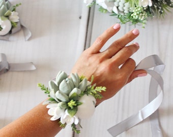Super Sappige Corsage armband bruiloft bloemen succulente | Etsy RE-86