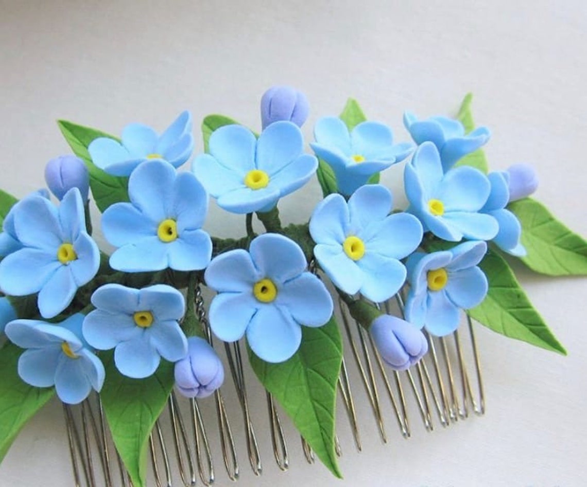 Light Blue Flower Hair Piece - wide 1