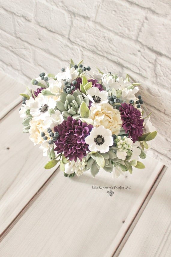 Plum Wedding Bouquet Succulent Bouquet Woodland Bouquet Etsy