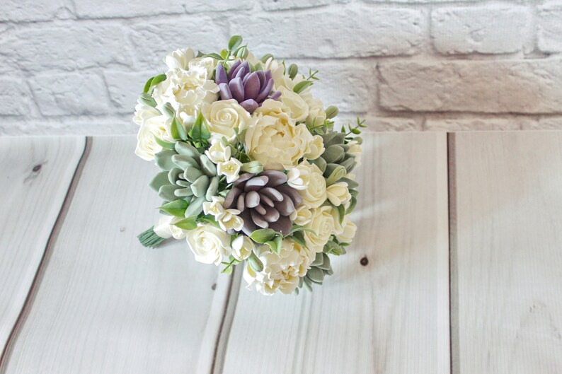 Purple Succulent Wedding bouquet Keepsake bridal bouquet Succulent bouquet Clay flowers bouquet wedding package Garden bouquet Bohobouquet