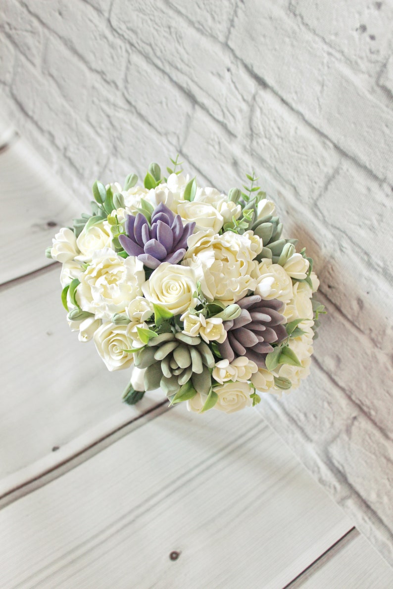Purple Succulent Wedding bouquet Keepsake bridal bouquet Succulent bouquet Clay flowers bouquet wedding package Garden bouquet Bohobouquet