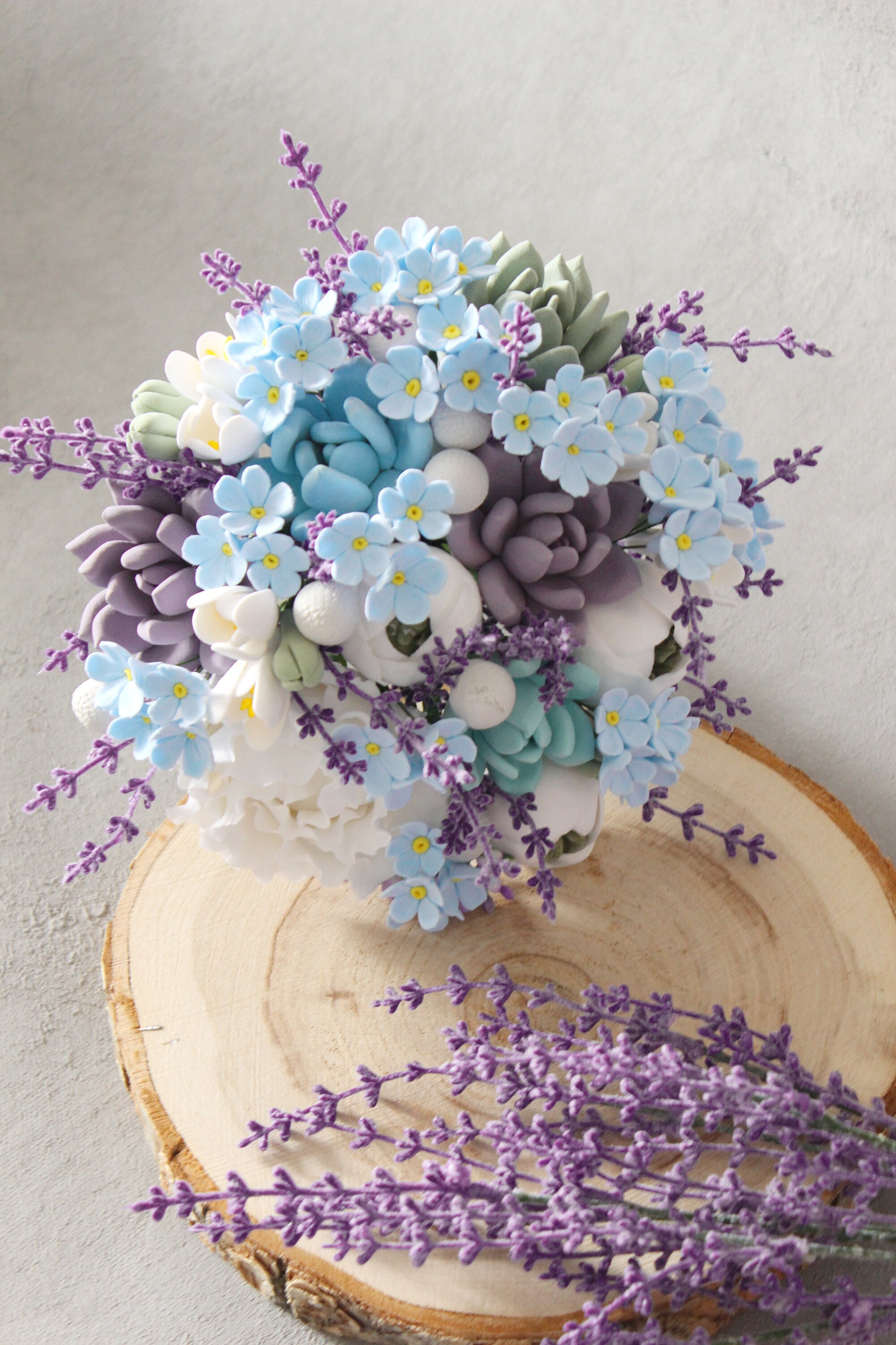 Wedding Bouquet Purple Mint Blue Bridal Bouquet Forget Me Etsy Singapore