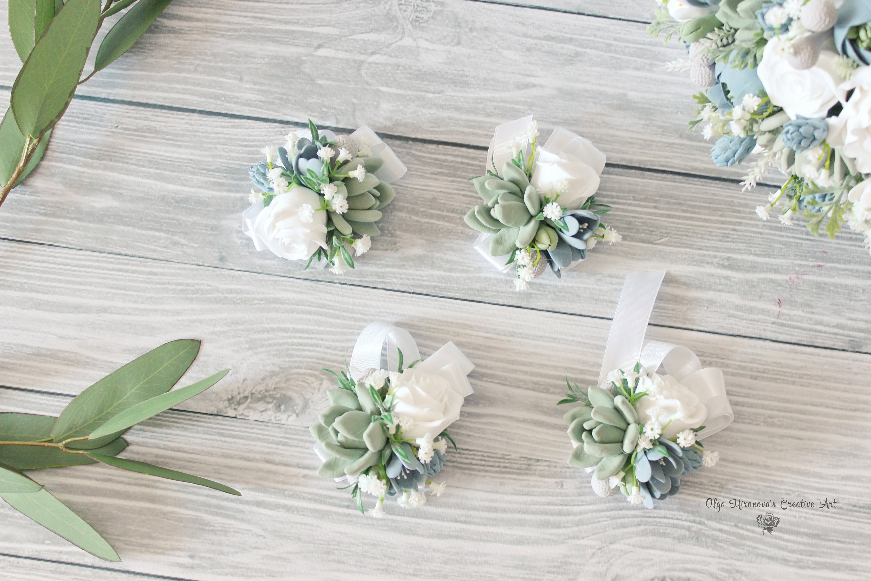 Wedding Bouquet Dusty Blue Wedding Bouquet Sage Green | Etsy