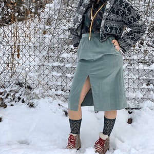 Vintage Velvet Skirt • 1970s Vintage Skirt • Blue Velvet Skirt • Boho Skirt • Vintage Pencil Skirt • Velvet Skirt • Vintage Skirt •