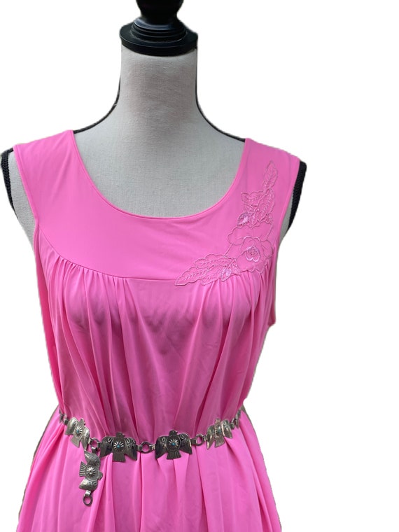 Vintage Hot Pink Barbie Lace Slip • Silky Pink Sl… - image 8