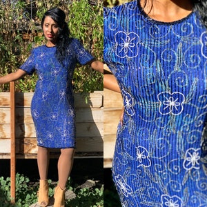 1980s Sequin Dress • Vintage Sequin Cocktail Dress • AP Ltd • 80s Cocktail Dress • Blue Sequin Dress • Sequin Party Dress • Holiday Dress •